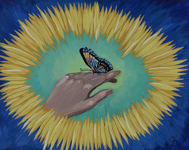 Butterfly perching on a hand